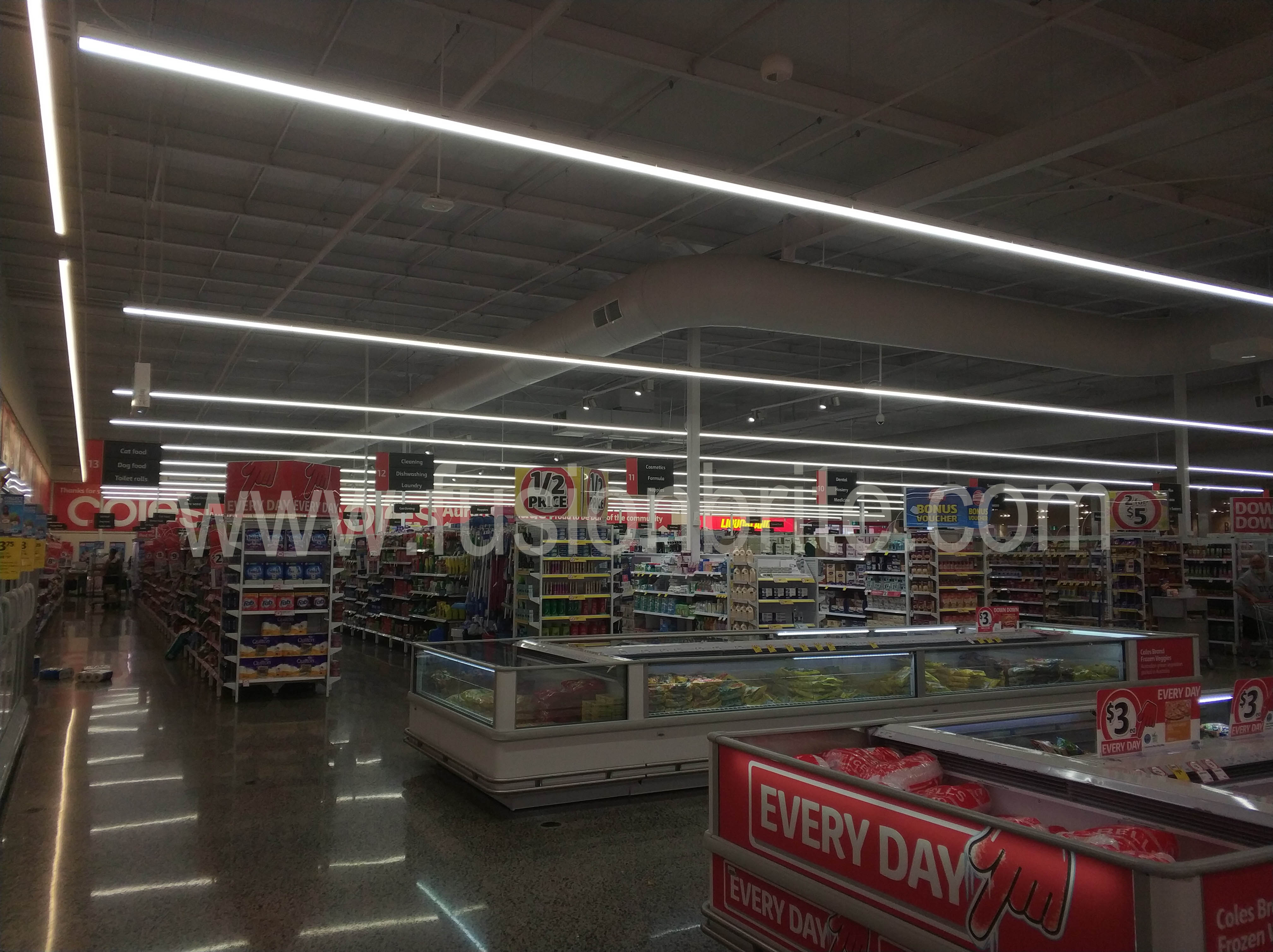 Coles supermarket LED lighting retrofit in Sydney, Australia